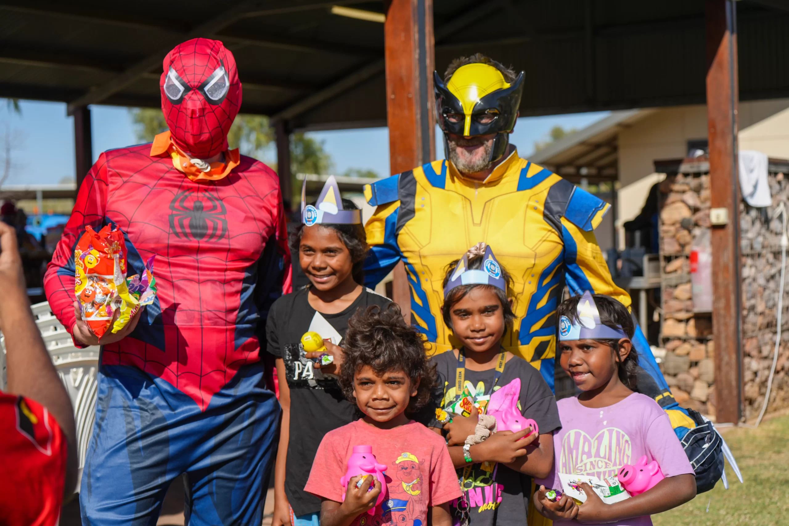 Variety Bash participants dressed up visiting a school. Get Involved