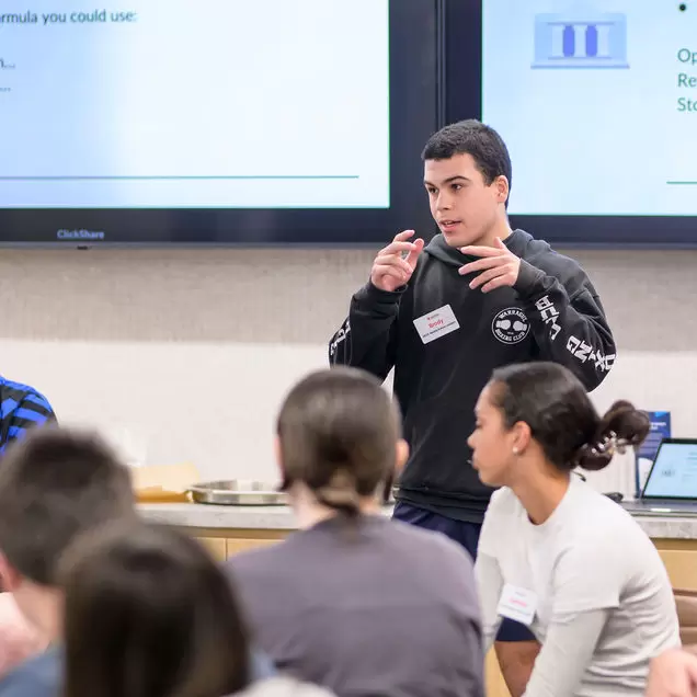 Variety program speaking to high school kids